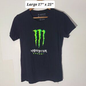 Monster Energy Women's Large 2 -Sided Black Slim Fit T-Shirt